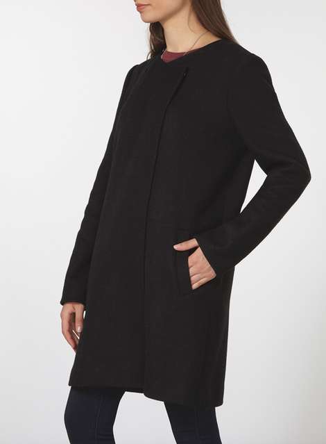 Black and Charcoal Wrap Coat
